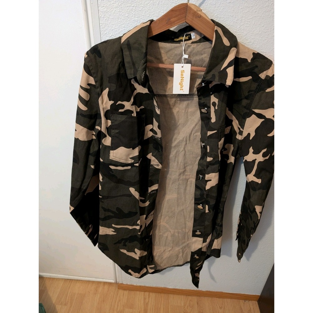 Ladies SeNight‎ Camouflage Button-Up Shirt/ Jacket Large NWT
